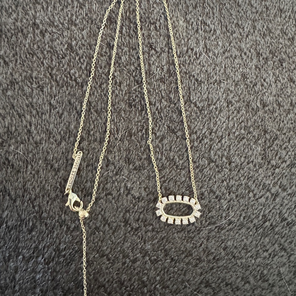 Kendra Scott Gold Open Elisa Necklace with Crystal Accents